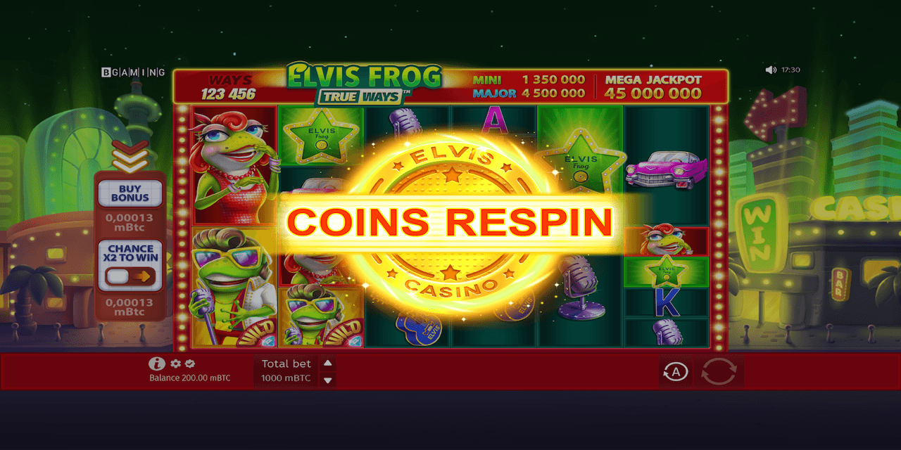 Elvis Frog Trueways slot coin respin feature popup triggering bonus round