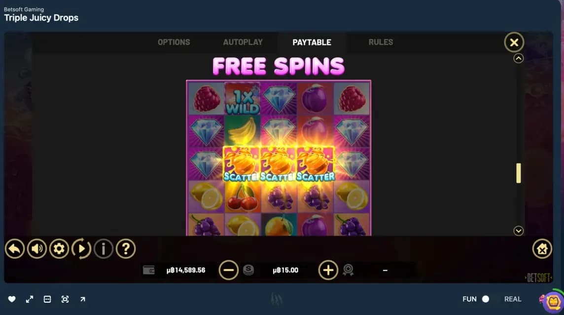 Slot game showing scatter symbols triggering free spins alongside multiplier and wild features on the reels.