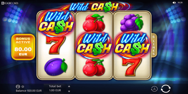Wild Cash slot game gameplay with reels and fruit symbols