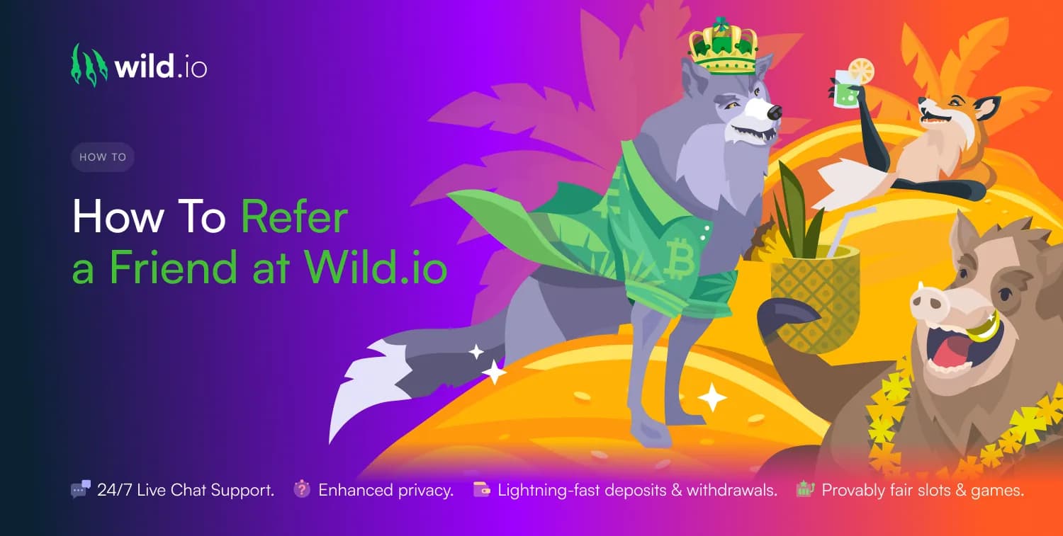 How to refer a friend at Wild.io guide banner with referral program illustration
