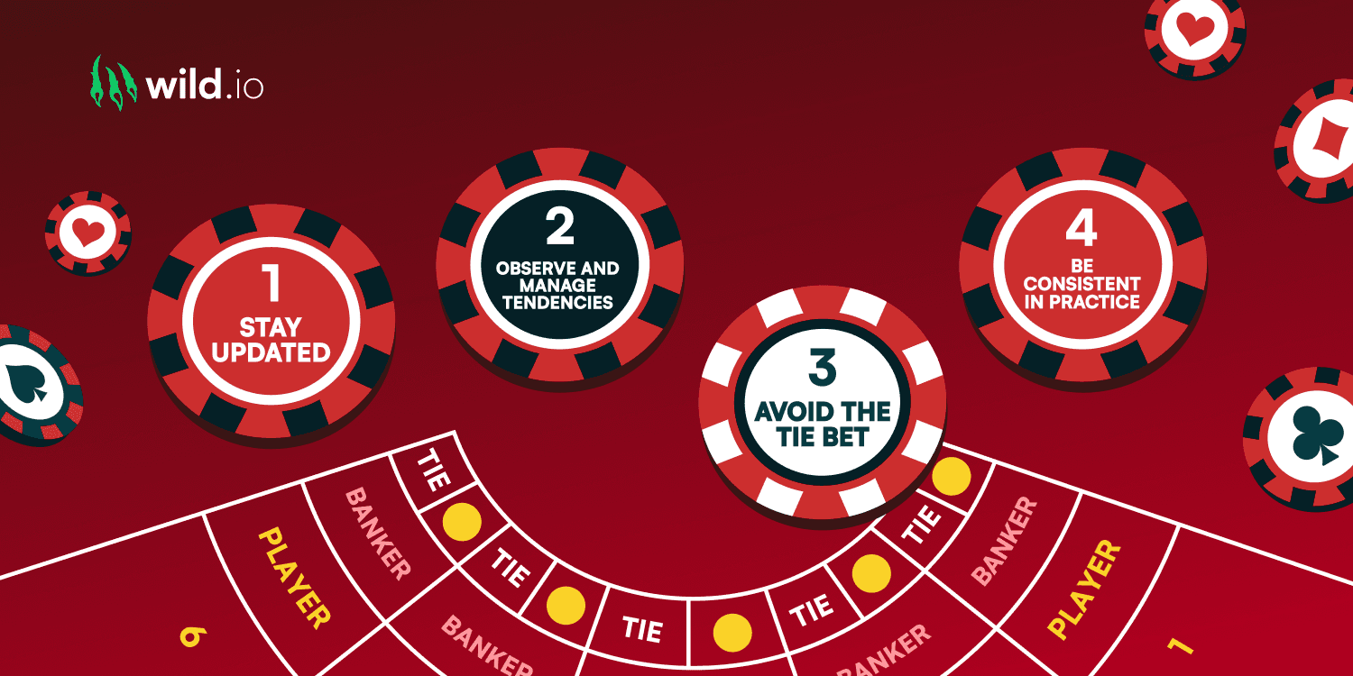 Baccarat table layout with chips placed on betting areas